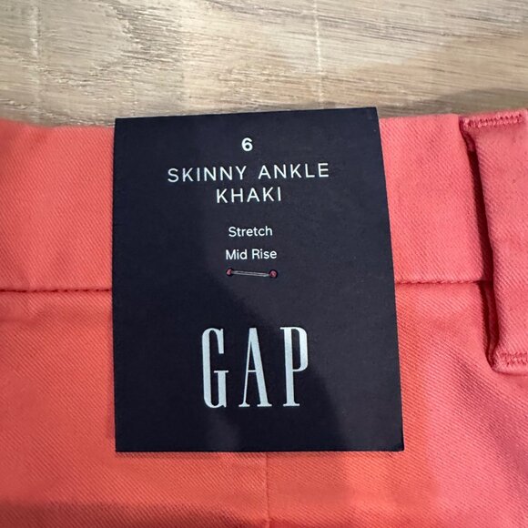 GAP WOMENS SKINNY ANKLE KHAKI PINK PANTS MID RISE NEW SIZE 6 - Picture 11 of 12
